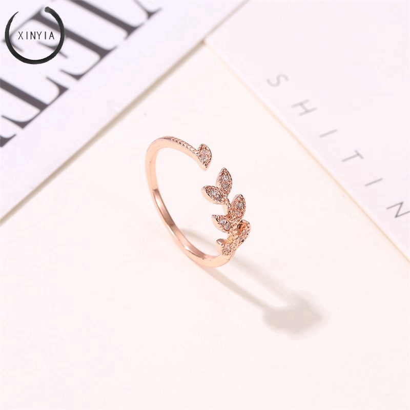 Nhẫn bạc Knuckle Cây bạc lá mở điều chỉnh