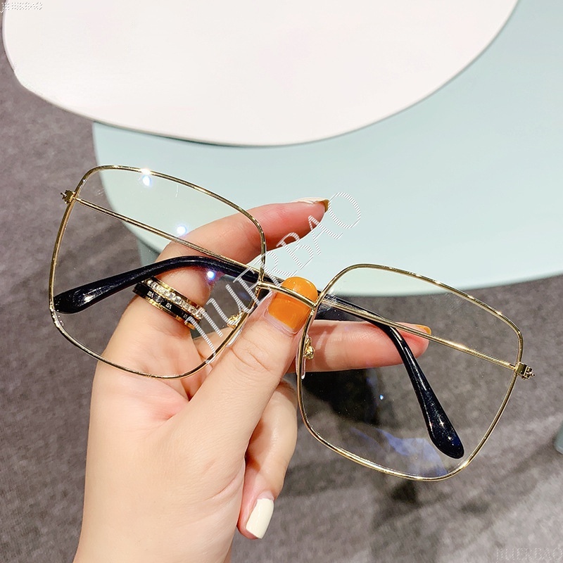 Kính Mát Gọng Vuông Kim Loại Chống Bức Xạ Phong Cách Vintage