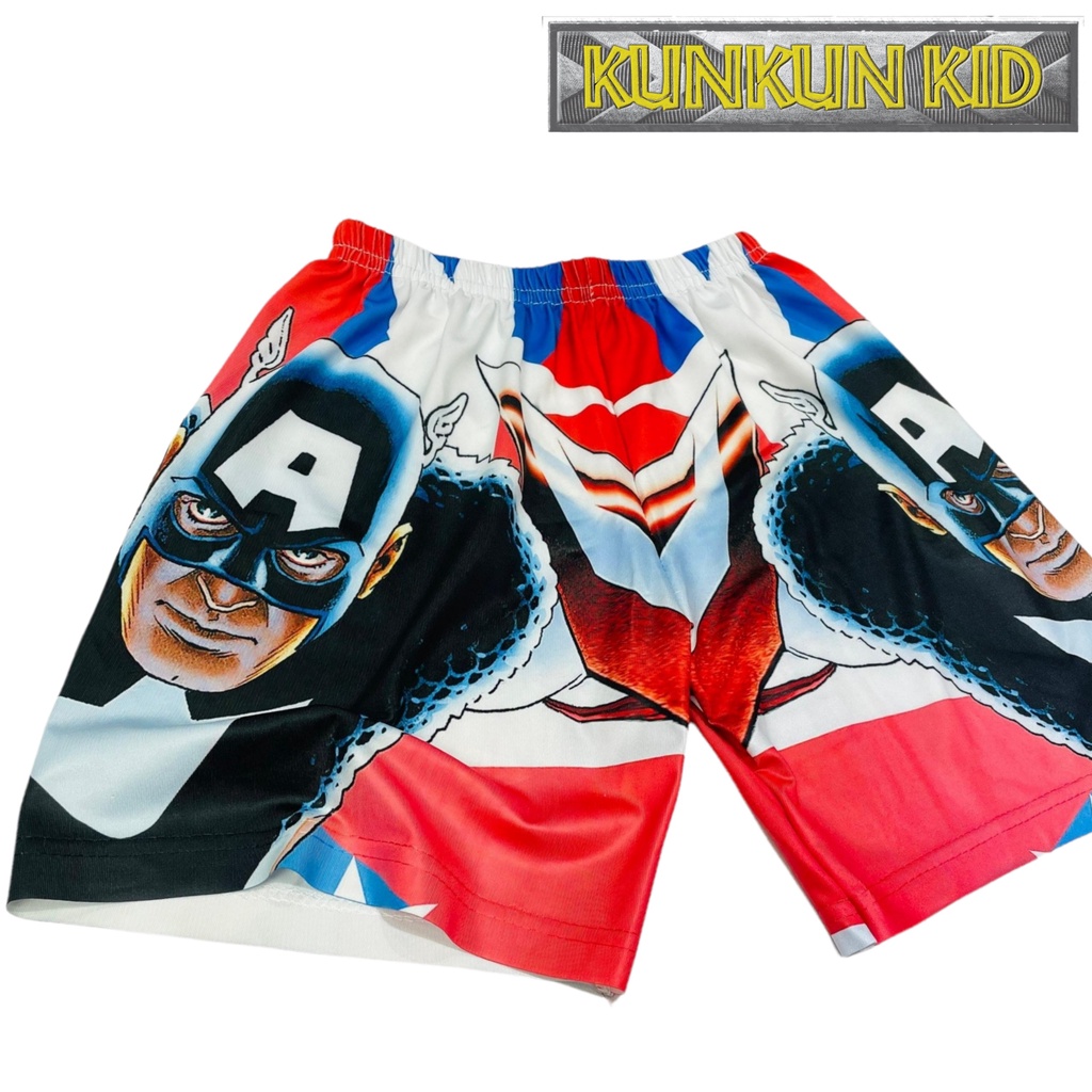 Quần áo trẻ em in 3d tay ngắn captain america size đại 10-60kg Kunkun TP650 thun lạnh co giãn 4 chiều