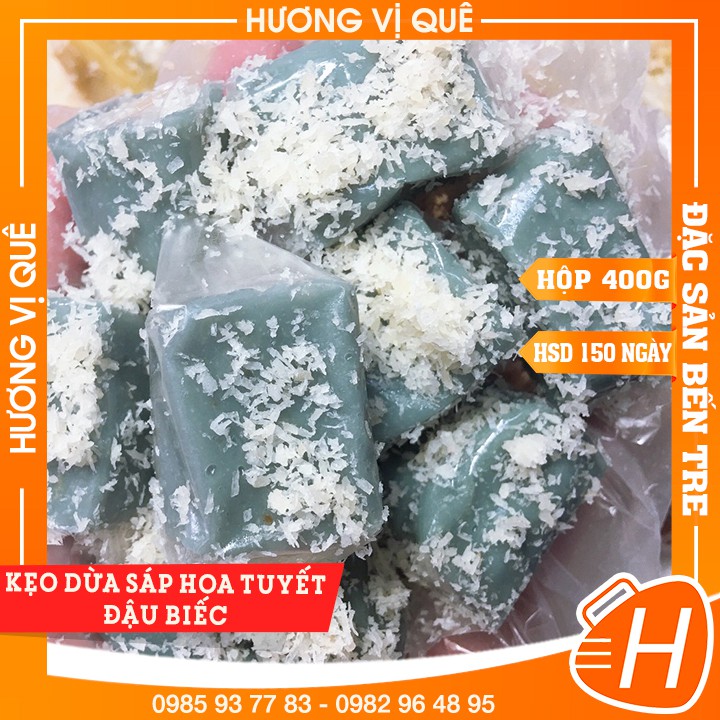 Kẹo Dừa Sáp Hoa Tuyết Vị Đậu Biếc - Hủ 400g - Đặc Sản Xứ Dừa Bến Tre