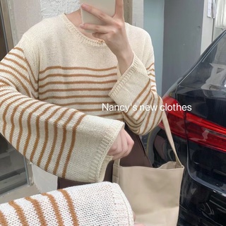 TG85 C1T6 Áo Len Kẻ Mỏng Nancy Quảng Châu Vintage Siêu Xinh Mặc 4 Mùa