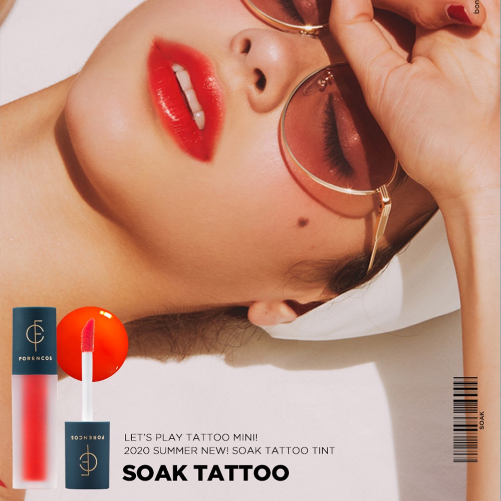 Son kem lì FORENCOS Lip Tattoo Soak Tint 13 màu chính hãng Hàn Quốc