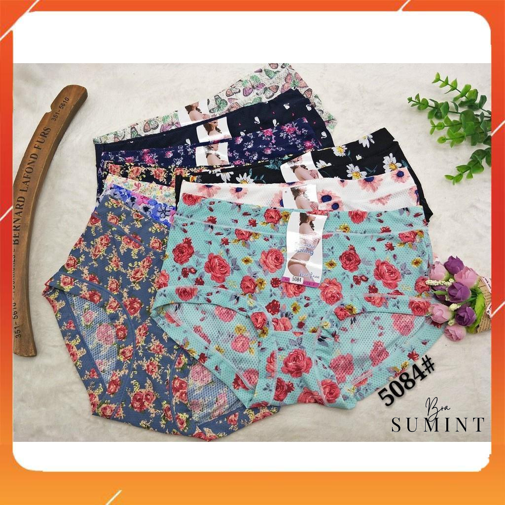 Quần lót nữ su lạnh thông hơi cao cấp nhẹ nhàng thoáng mát cạp cao họa tiết hoa lá trẻ trung Q2859