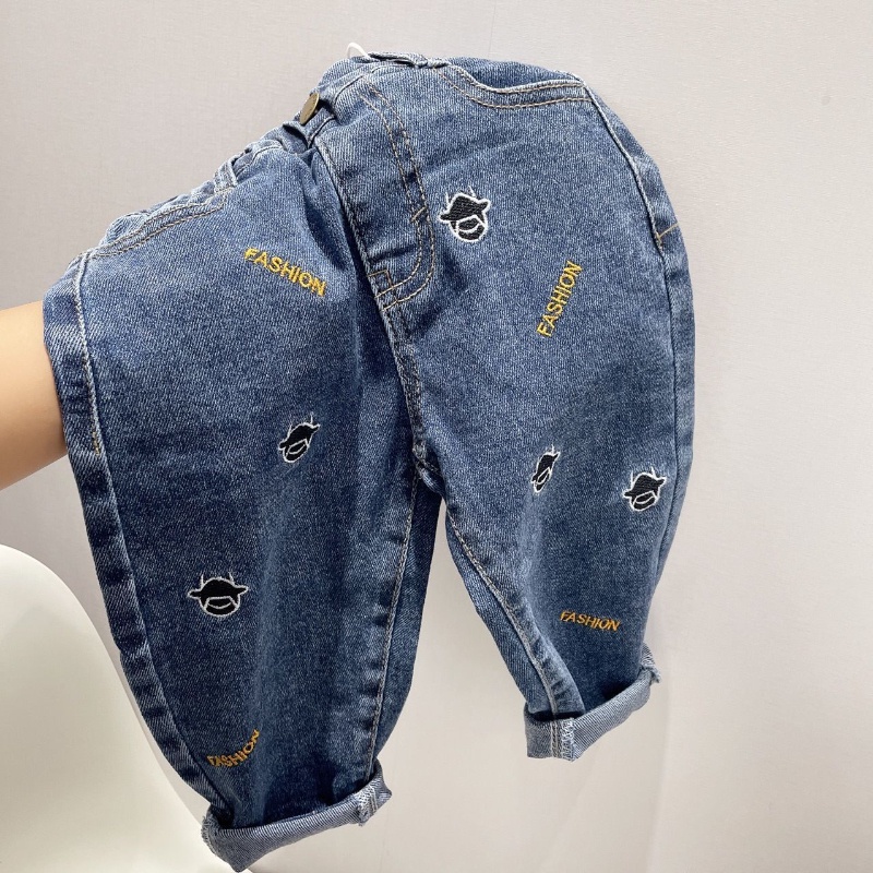 Quần Jean bé trai bé gái,Quần Jeans Thêu Họa Tiết Phong Cách Hàn Quốc Cho Bé Trai