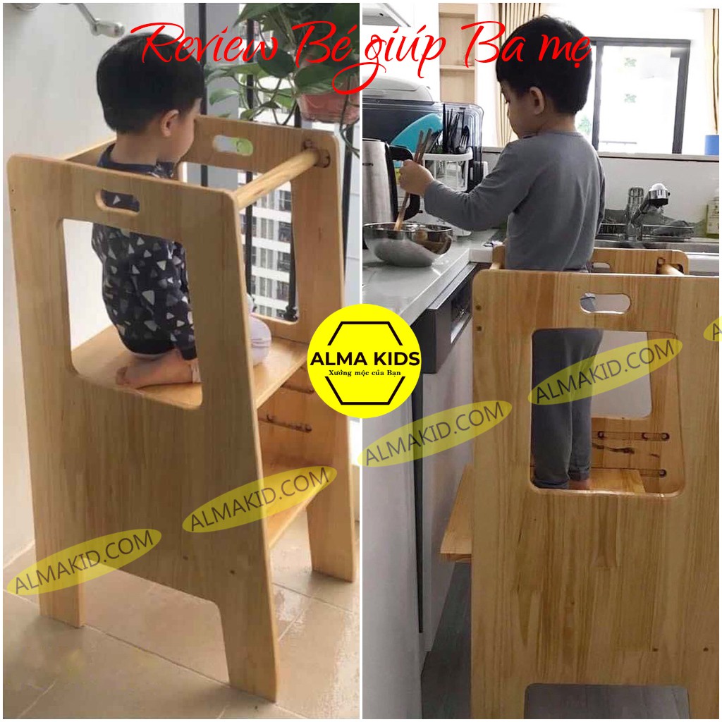 Thang Đứng Bếp Tháp Học Tập Ghế Đa Năng Cho Bé Giáo Cụ Montessori