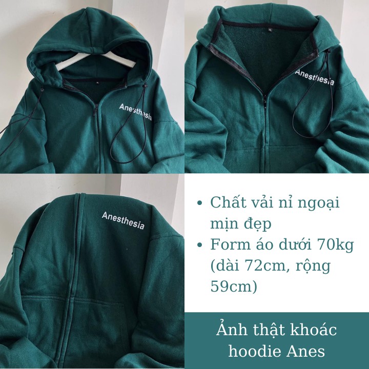 Áo Khoác Nỉ Hoodie Form Rộng Unisex Nam Nữ In Chữ ANES Phong Cách Hiphop Chuẩn Tay Bồng RÔ STORE AK15 | BigBuy360 - bigbuy360.vn