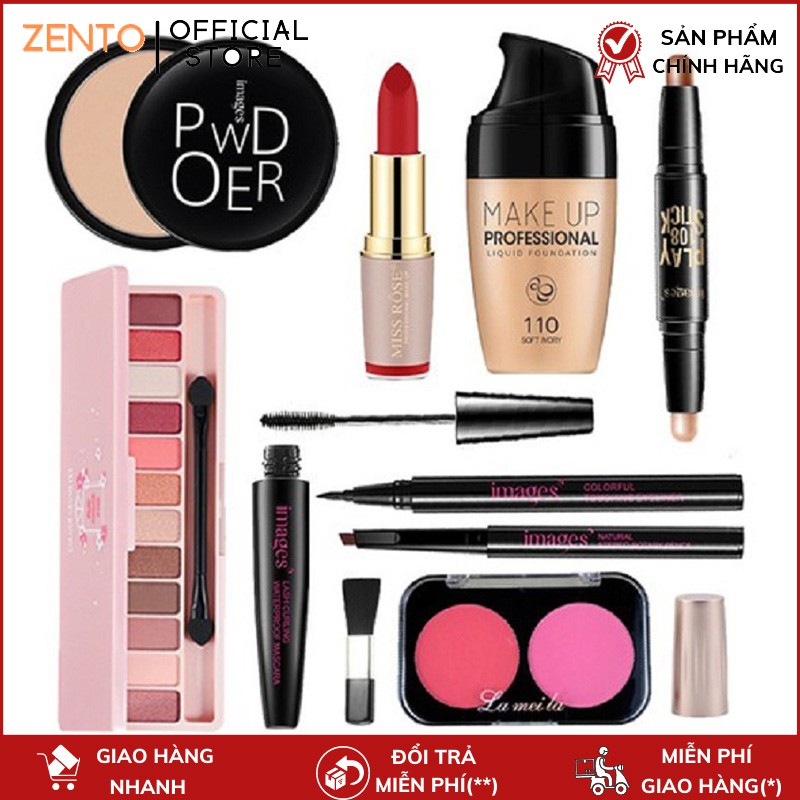Bộ trang điểm cá nhân 9 món cho người mới bắt đầu bộ makeup đầy đủ set trang điểm cơ bản ZT-51