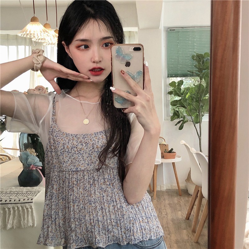 Set Áo Chiffon + Áo Chiffon Sát Nách Thời Trang Chất Lượng Cao