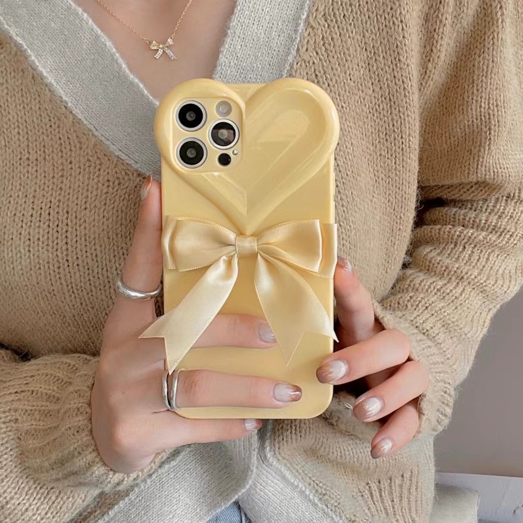 Ốp điện thoại gắn nơ thích hợp cho iPhone 7 8 X XS XR XS MAX 7 Plus 8 Plus 11 11 Pro 11 Pro Max 12 12 Pro 12 Pro Max