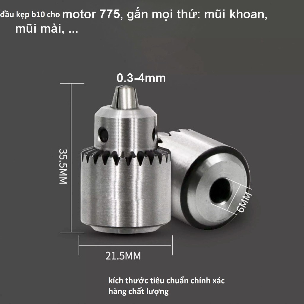 Bộ đầu kẹp mũi khoan B10 cho motor 775 hàng chất lượng