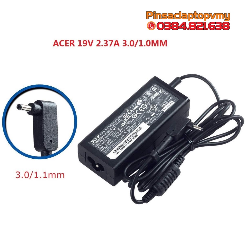 [New] Sạc Adapter Acer 19V-2.37A 2.1A 45W Spin 1 SP111-31 SP111-31N SP111-32N SP111-33 SP113-31 R13 R7-371T R7-372T