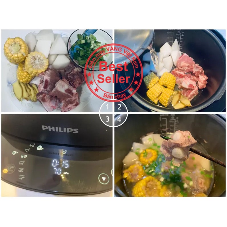 All-in-One Cooker Nồi áp suất đa năng Philips HD2151 dung tích 5 lít - hầm, hấp, chiên xào, nấu chậm, nướng bánh