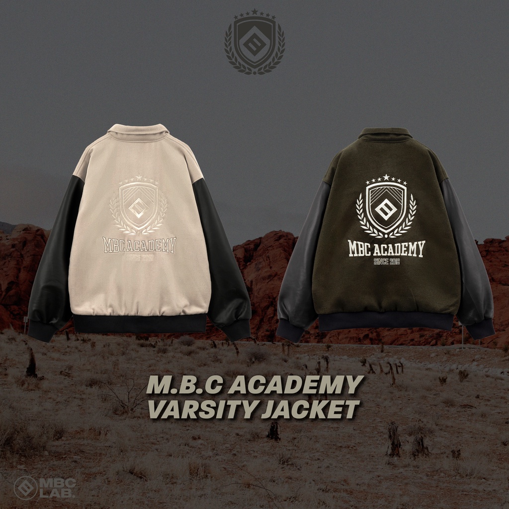 Áo Khoác MBC Academy Varsity Jacket - Light Sand/Dark Green
