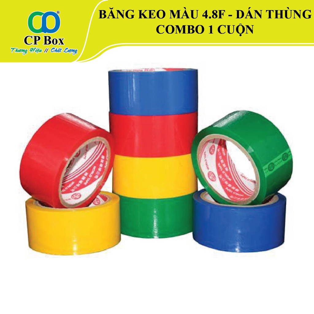 Băng keo màu dán thùng, dán hộp, bản 4.8F, nặng 900gr/ cây  - CP Box