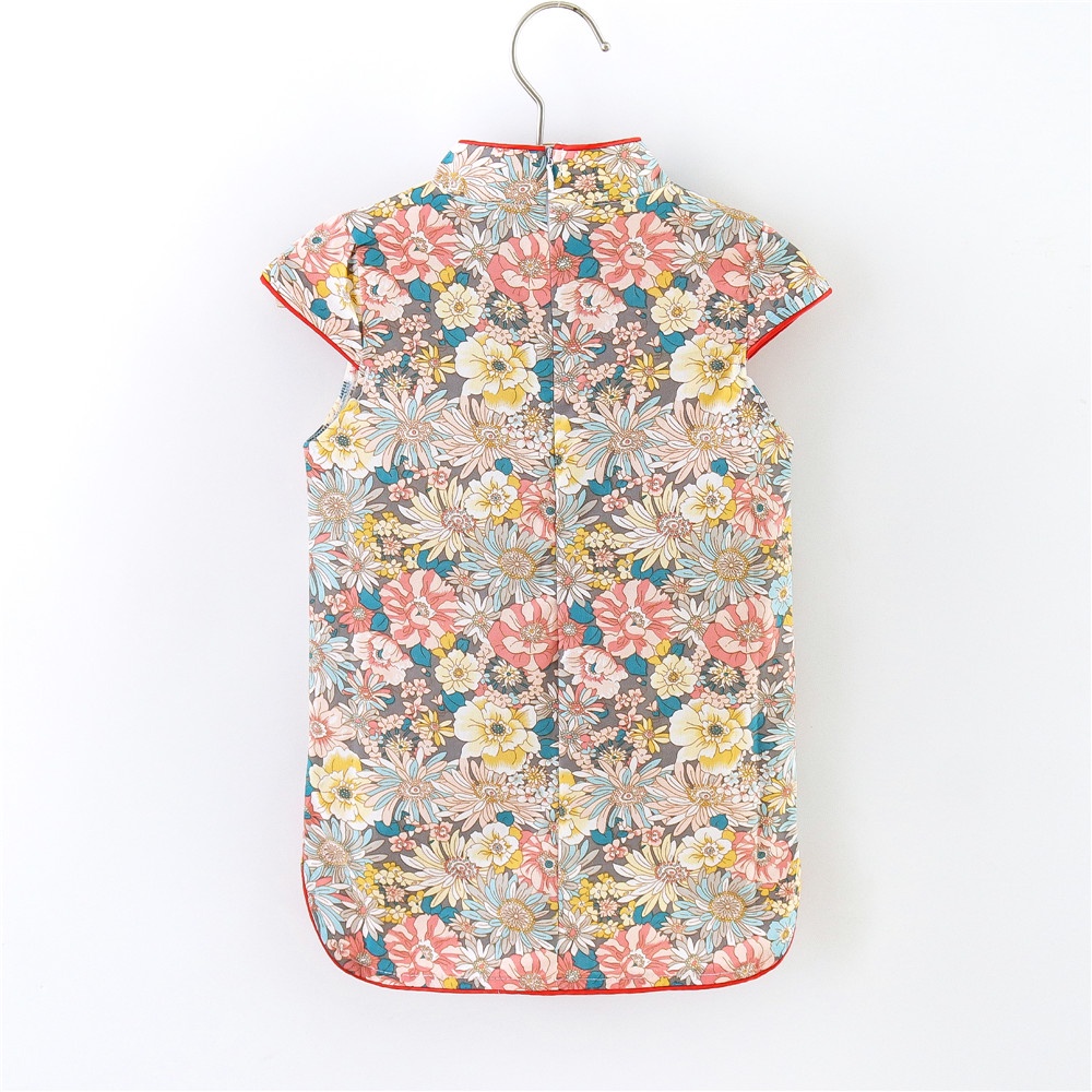 Đầm Sườn Xám In Hoa Phong Cách Trung Quốc Mới Cho Bé Gái 0-3 Tuổi