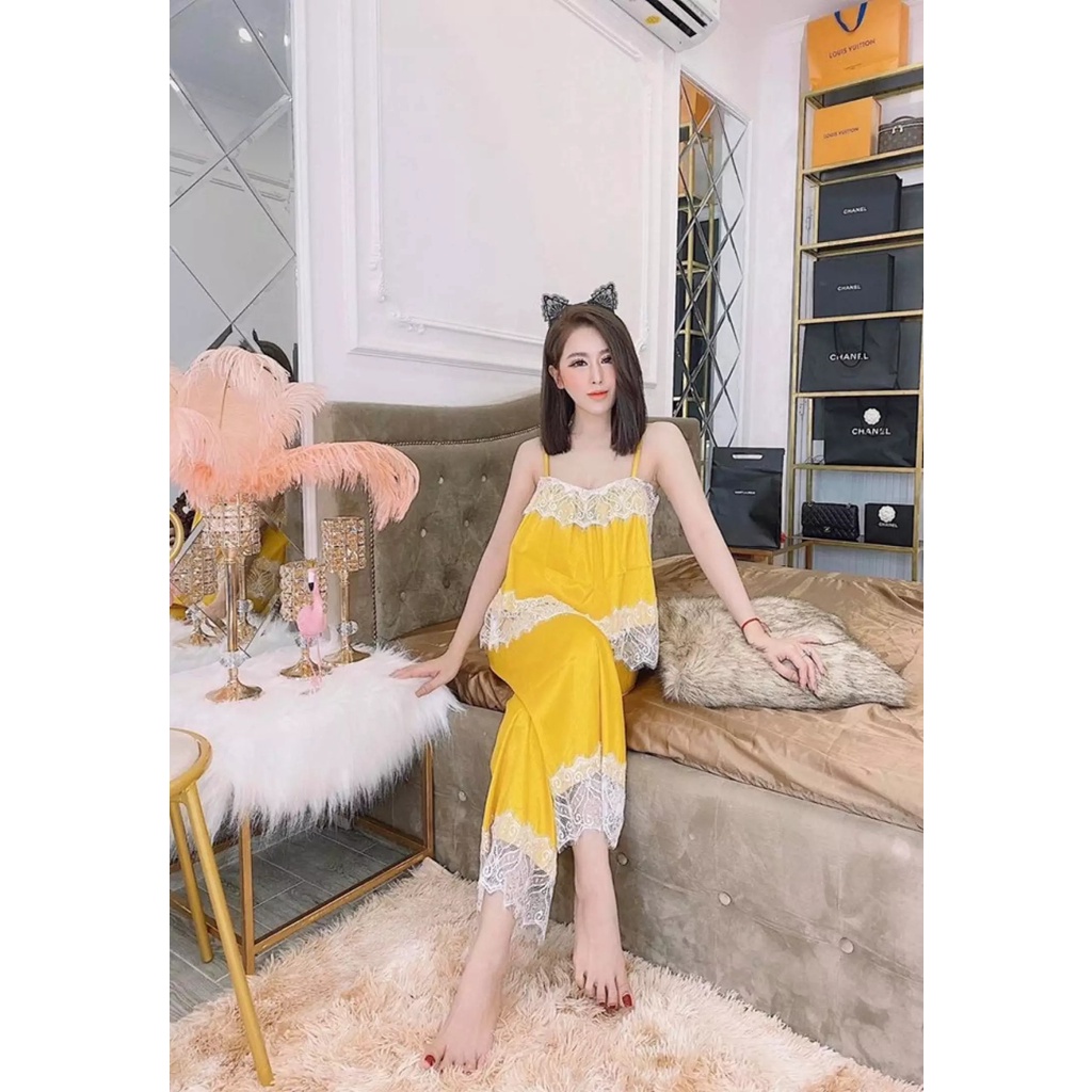 Đồ ngủ áo quần nữ áo 2 dây phối viền ren quần dài hoặc ngắn cho nữ mặc nhà siêu xinh | BigBuy360 - bigbuy360.vn
