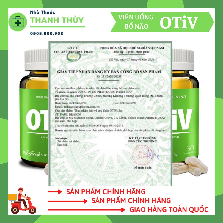 🅼🅰🅳🅴 🅸🅽 🆄🆂🅰 OTIV [Hộp 30 Viên] Hỗ Trợ Cải Thiện Mất Ngủ - Đau Nửa Đầu -Tăng Cường Trí Nhớ