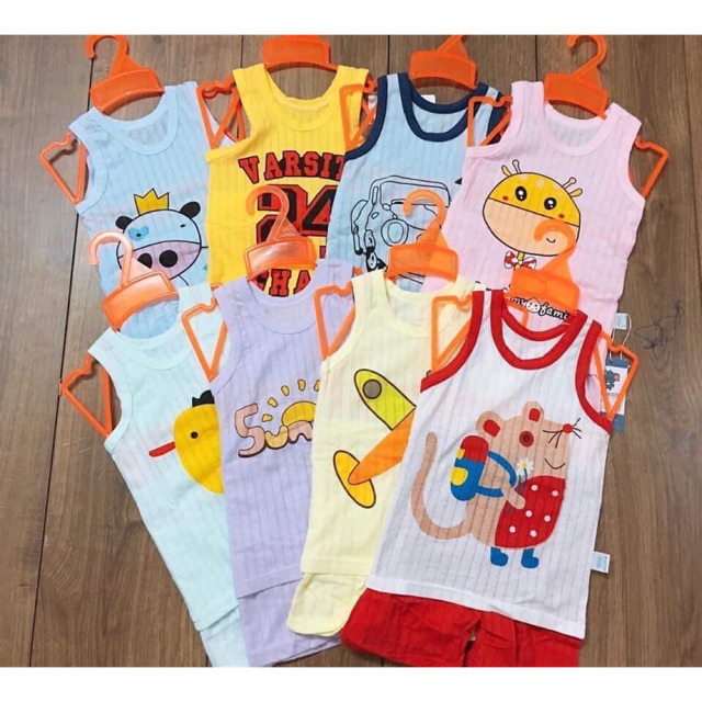 Combo 05 bộ cotton giấy ba lỗ cho bé