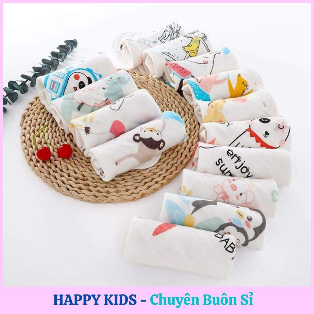 Set 5 khăn mặt xô 6 lớp sợi tre cho bé KT 30x30cm