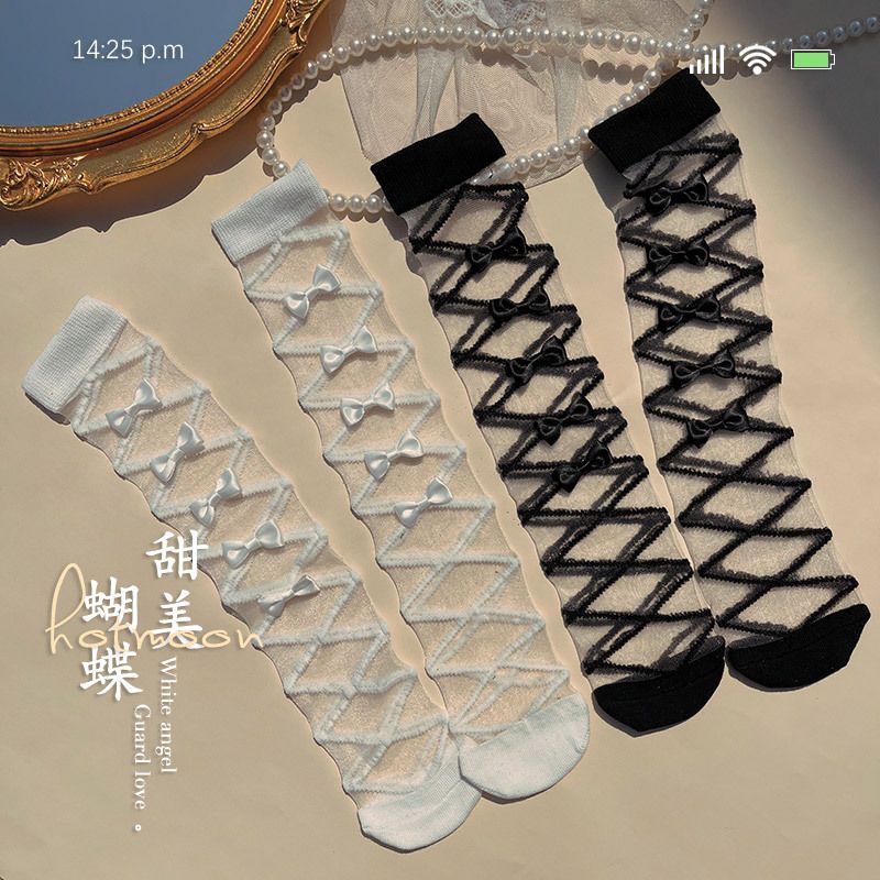 Tất nơ lolita lưới xinh xắn cho bé