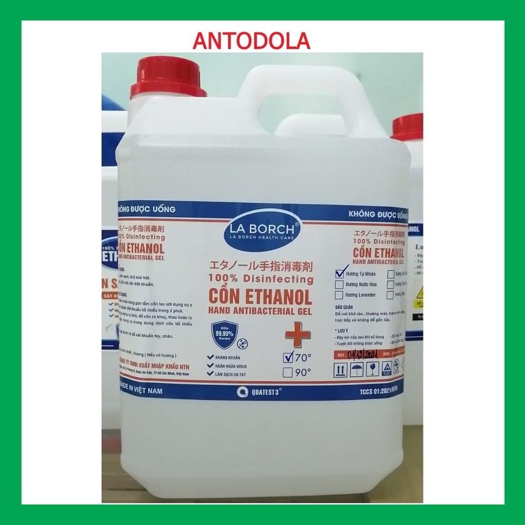 [Hỏa tốc HCM] Dung Dịch Sát Khuẩn, Cồn Y tế Sát Khuẩn 70 độ 5 Lít Cao Cấp Kháng Khuẩn