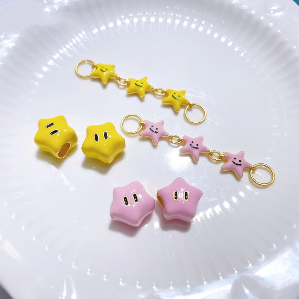 [Hàng Có Sẵn] Vòng Tay Dây Xích Mặt Ngôi Sao Năm Cánh Màu Hồng Vàng Nhỏ Giọt Dễ Phối Đồ diy