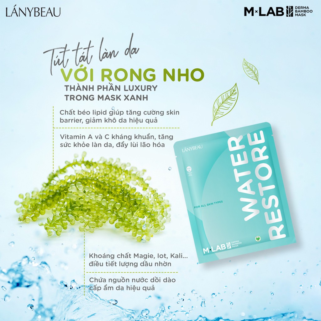 Mặt nạ dưỡng da cấp ẩm sâu, dưỡng ẩm MLAB Derma Bamboo Water Restore (28g/miếng)