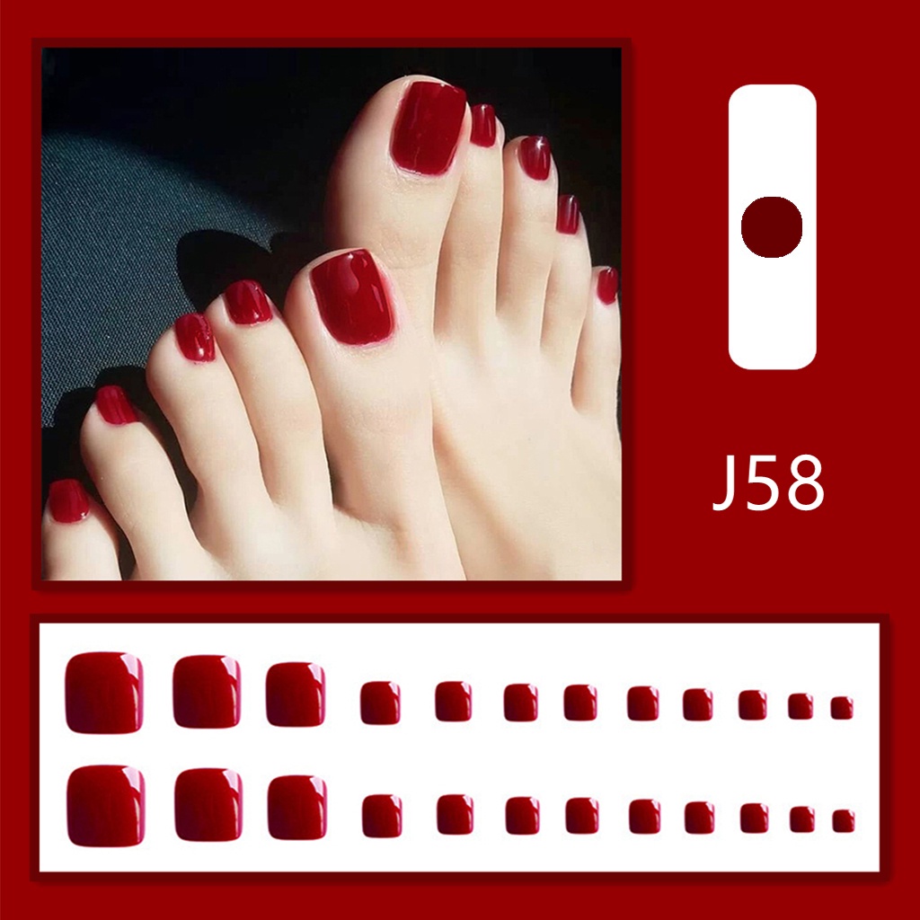 [Hàng mới về] Set 24 Móng Chân Giả Kèm Keo Dán Chuyên Dụng Làm Đẹp Cho Nữ