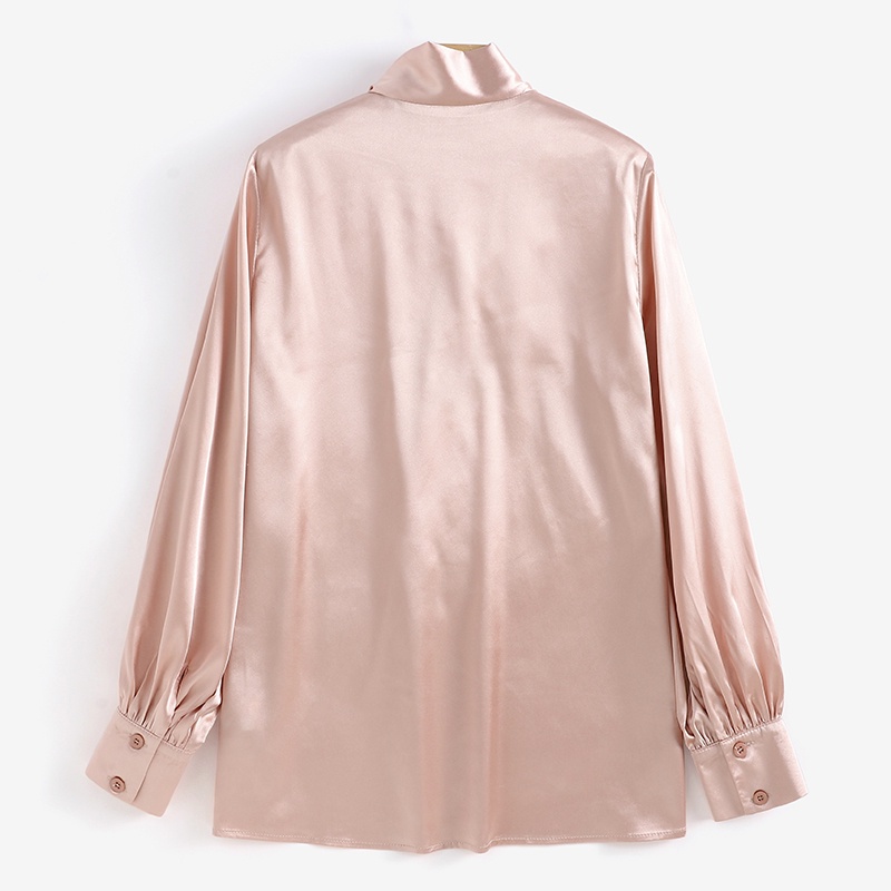 Áo sơ mi satin Zanzea thắt nơ cổ tay dài thời trang dành cho nữ
