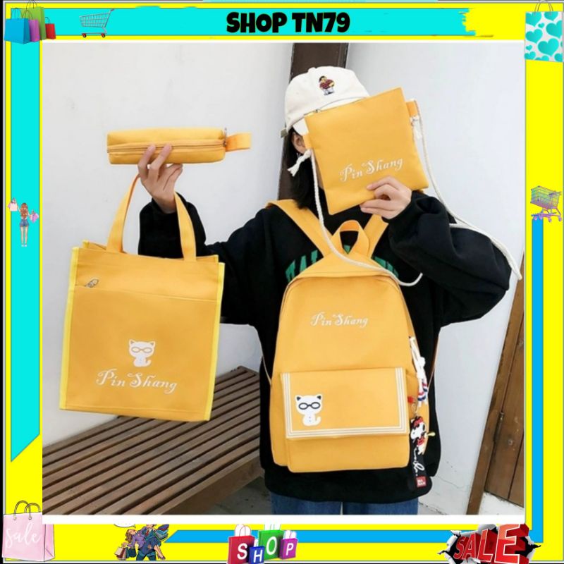 Set 4 món balo kèm túi ví thời trang - PIN SHANG-TN79