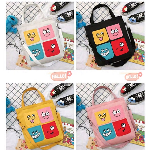 TÚI TOTE ĐEO 2 KIỂU - 4 Mặt Cười