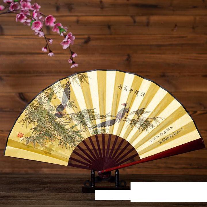 Quạt cổ phong cảnh 31cm NHIỀU HẠC nam nữ nan dài in họa tiết đẹp phong cách cổ trang cosplay