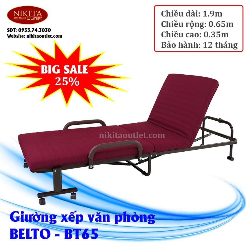 Giường gấp xếp nâng đầu - chính hãng NIKITA - BT65 - Rộng 65 - Dài 190cm - NIKITA OUTLET