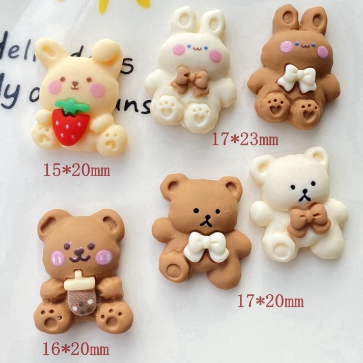 [Còn Hàng]kẹp Tóc Trang Trí Hình Gấu Và Thỏ Bằng Nhựa Resin Cho Điện Thoại Di Động [Giao Hàng Nhanh]