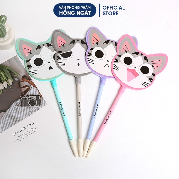 Bút bi cute hình quạt mèo, bút bi nước mực gel đen ngòi 0.5mm nhiều màu dễ thương đồ dùng học tập B08