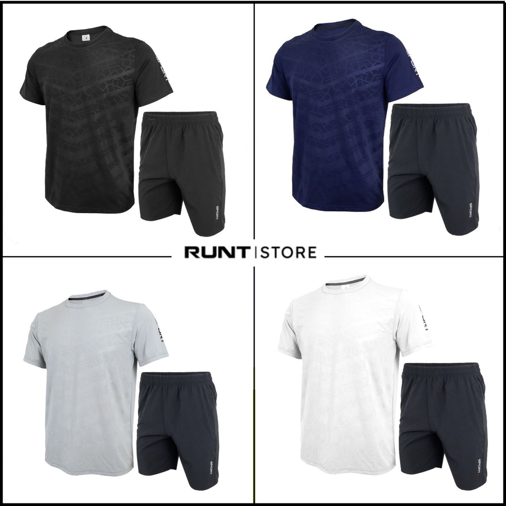 Bộ thể thao nam thun lạnh Sport, bộ thun nam mặc mát co giãn thấm mồ hôi ép vân 3D New22-RunT