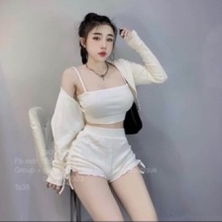 Sét bộ 3 món chất gân co giãn, Set đồ nữ