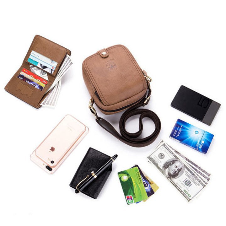 Túi đeo chéo có thể đeo hông DA BÒ THẬT mini nhỏ gọn đựng điện thoại và ví - Bullcaptain VN