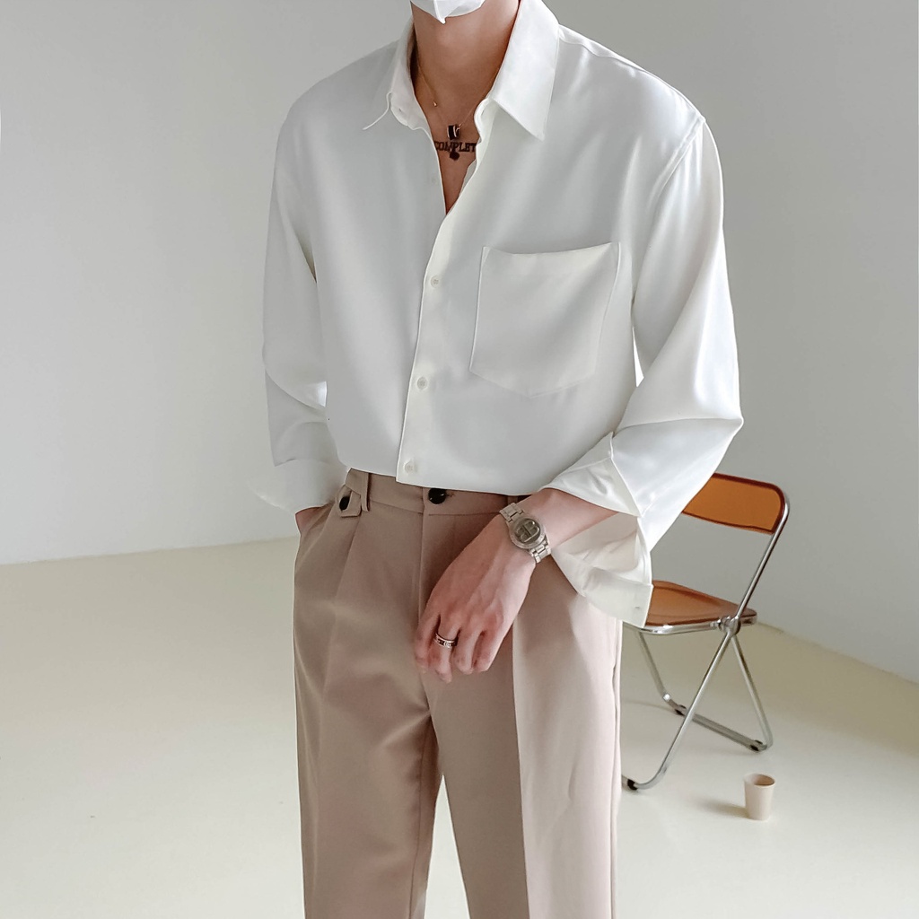 Áo sơ mi nam dài tay dáng rộng - Chất Vải Không Nhăn Form Dáng Unisex