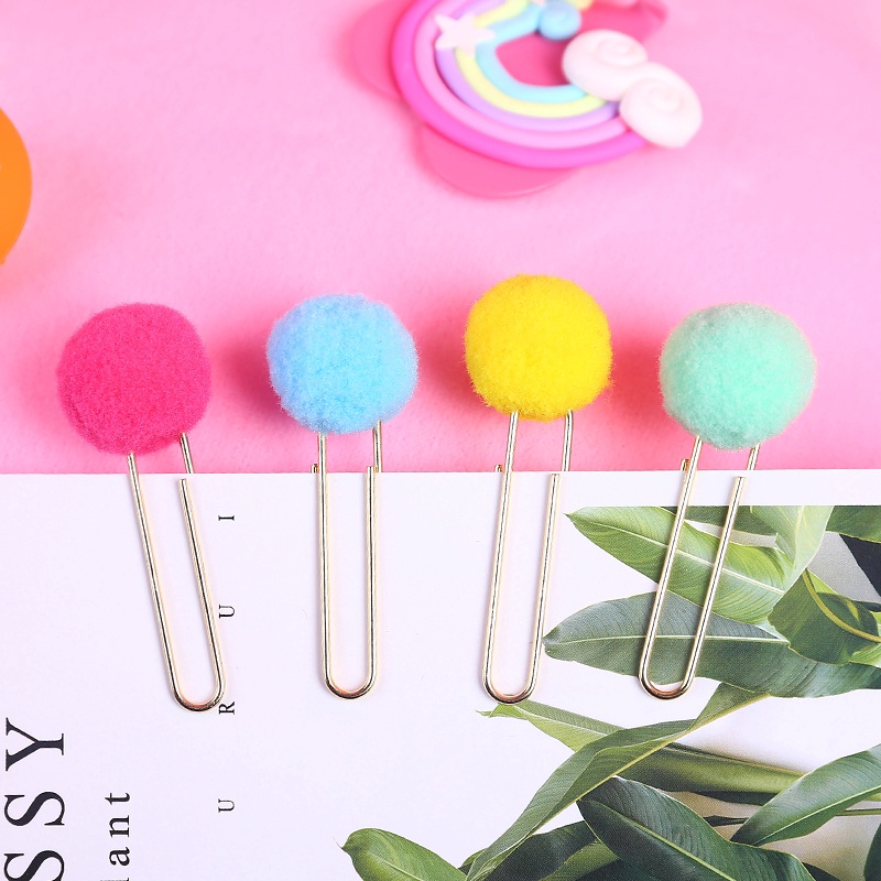 Kẹp Giấy Mini Bằng Kim Loại Gắn Quả Bông Đơn Giản