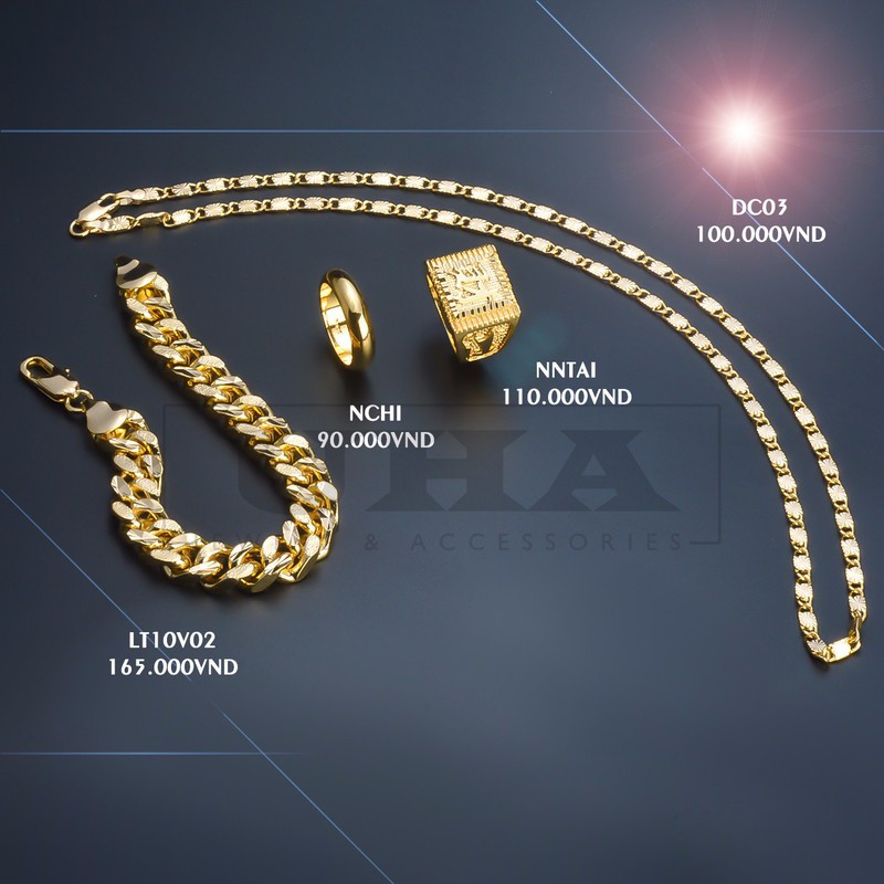 Combo bộ trang sức nam 4 món  Mạ vàng 24k c