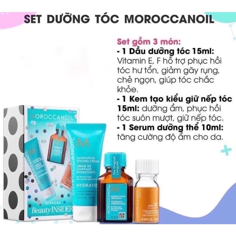 Set Dưỡng Tóc Moroccanoil 3 món hàng gift Sephora US