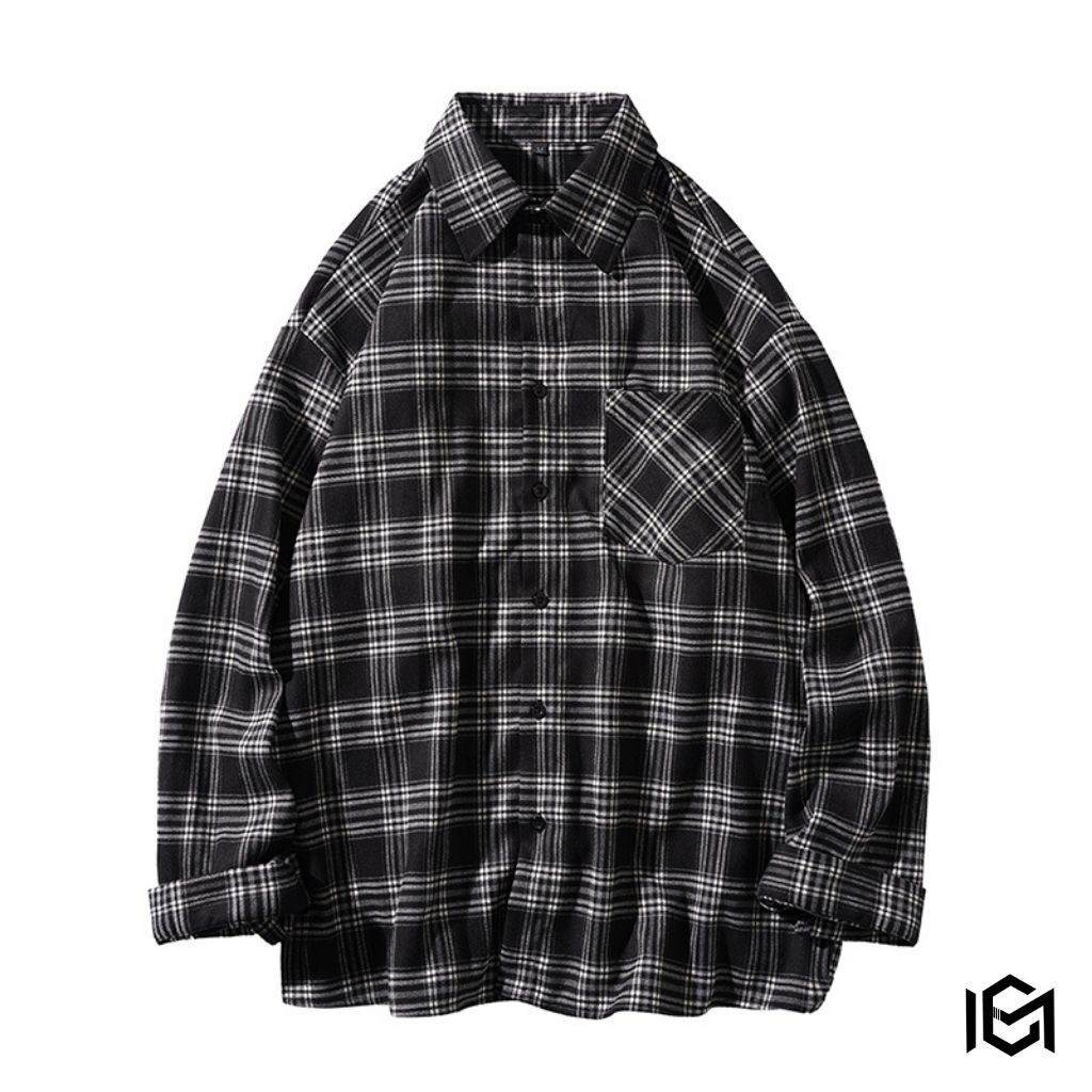Áo sơ mi nam CHUMI dài tay form rộng unisex kẻ caro phong cách hàn quốc sm10 hottren 2022