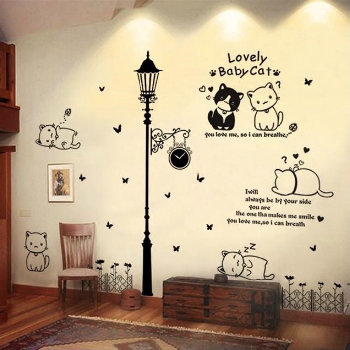 Decal Dán Tường Hình Trụ Đèn Đường - Trang Trí Decor Phòng Ngủ - Trang Trí Dán Tường Phòng Khách - Min STORE