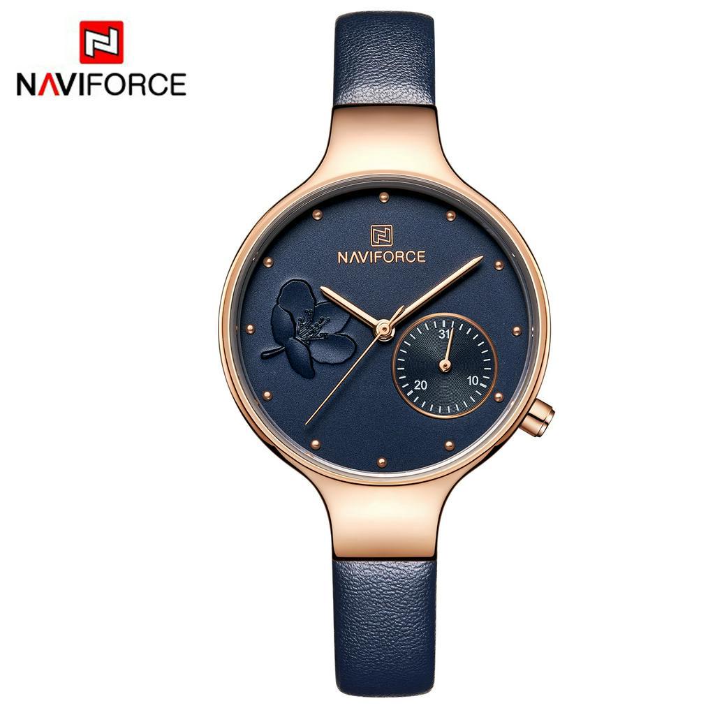 NAVIFORCE NF5001L Women Casual Fashion Leather Band Analog Quartz Watch