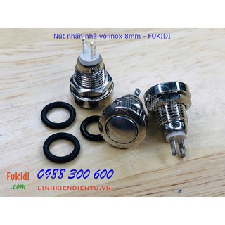 Nút nhấn nhả phi 8mm, vỏ kim inox cao cấp, chống nước IP65, đầu nút hình cầu