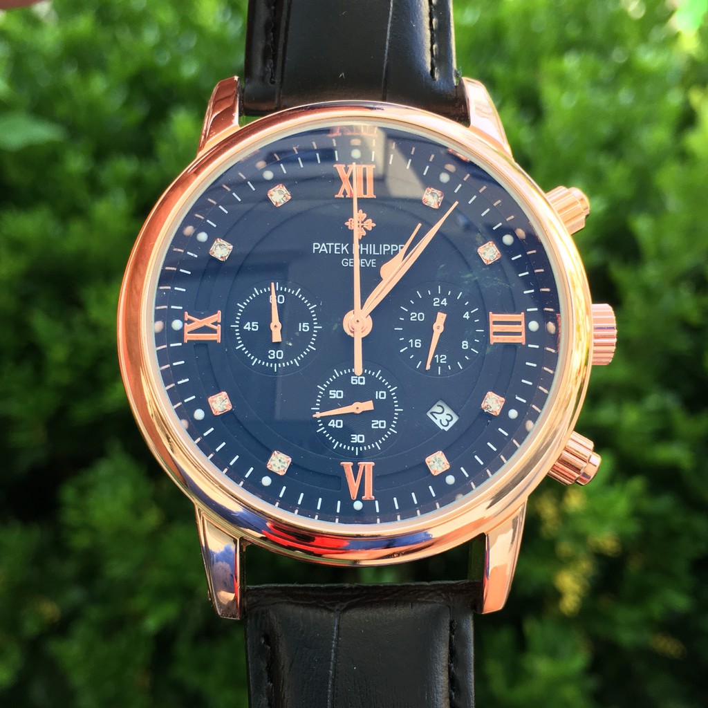 Đồng hồ nam Chronograph P.a.t.e.k phiên bản dây da cao cấp, mặt kính sapphire chống xước, chống nước tốt 3ATM | BigBuy360 - bigbuy360.vn