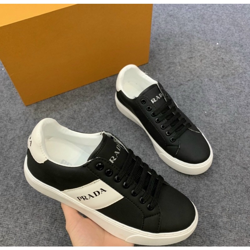 Giầy thời trang buộc dây có hoạ tiết in chữ, Giầy thể thao da mềm đế cao su phong cách giới trẻ btshop từ 38 đến 42