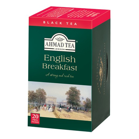Trà Túi Lọc English Breakfast - Trà Đen Ahmad Bữa Sáng Kiểu Anh Hộp Giấy Túi Lọc Bao Thiếc 40g (20 túi x 2g)