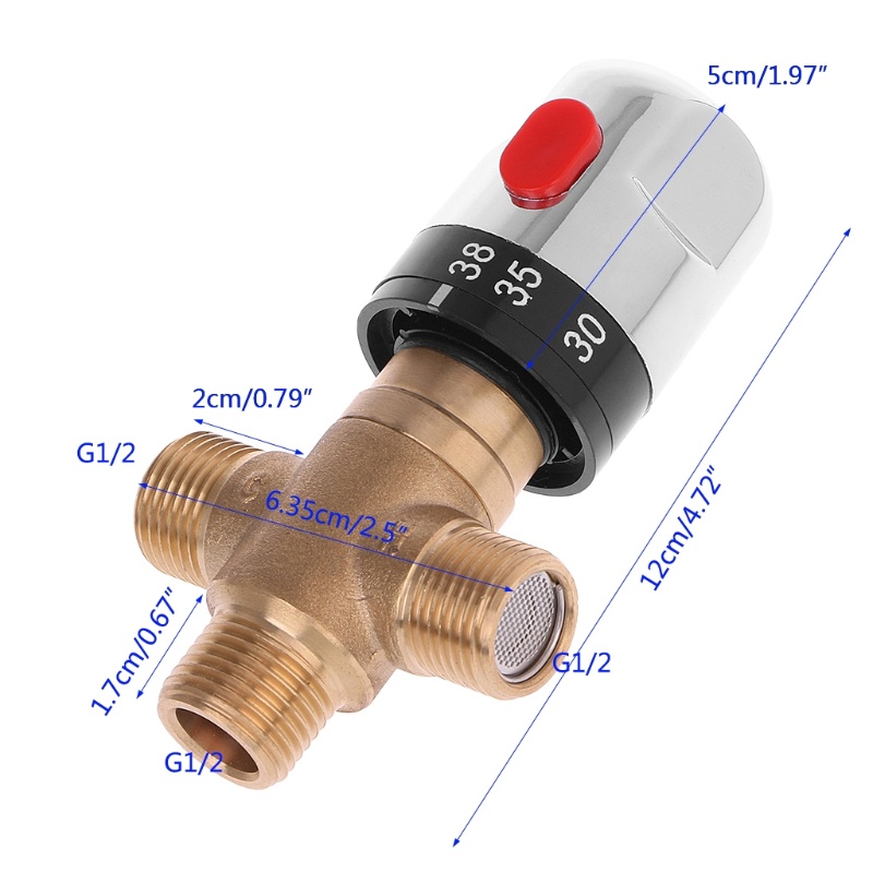 Van Trộn Nhiệt Độ Nước 3 Chiều G1 / 2 Bằng Đồng Thau Cứng
